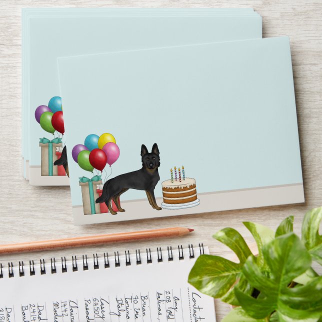 Bi-Black German Shepherd GSD Dog Colourful Birthda Envelope (Stacked)