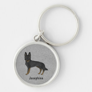 Bi-Black German Shepherd GSD Dog With Custom Name Key Ring