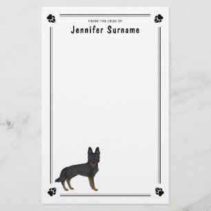 Bi-Black German Shepherd GSD Dog With Custom Text Stationery