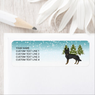 Bi-Black German Shepherd Winter Forest Custom Text