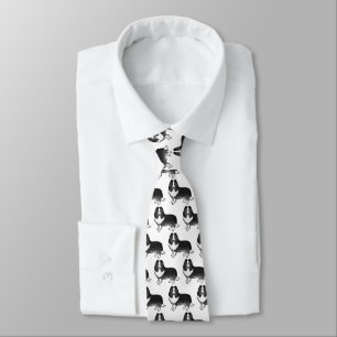 Bi-Black Shetland Sheepdog Cartoon Dog Pattern Tie