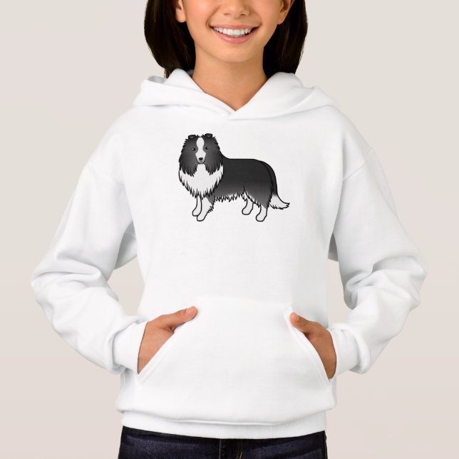Bi-Black Shetland Sheepdog Cute Cartoon Dog (Front)