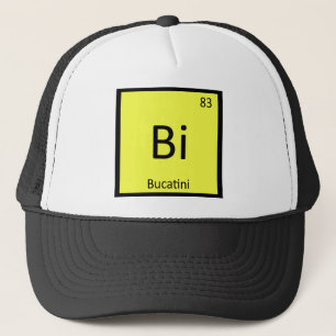 Bi - Bucatini Pasta Chemistry Periodic Table Trucker Hat
