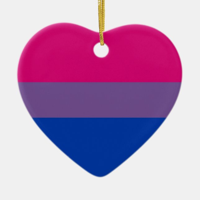Bi Flag Flies For Bisexual Pride Ceramic Tree Decoration (Front)