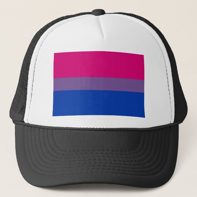 Bi Flag Flies For Bisexual Pride Trucker Hat (Front)