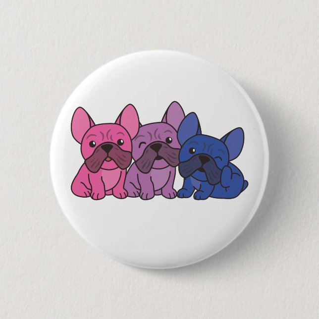 Bi Flag French Bulldog Pride Lgbtq Dogs Button (Front)