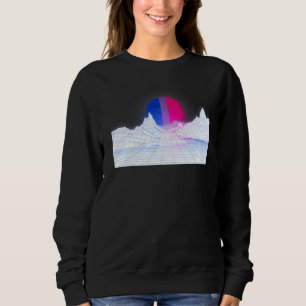 Bi Flag Sunset On White Bg 90s 80s Aesthetic Bisex Sweatshirt