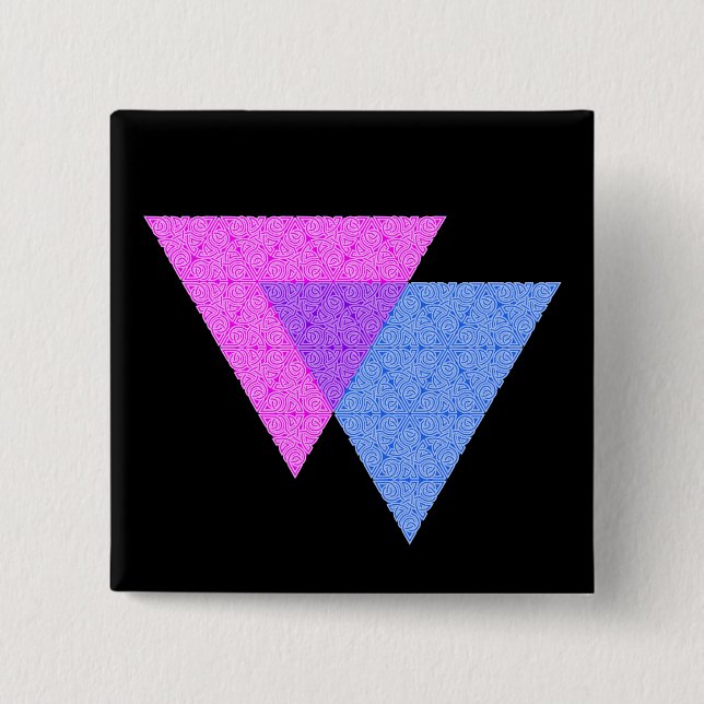 Bi Knot Symbol Square Black Button (Front)