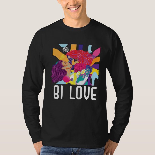 Bi Love Bisexual Rainbow Pride March Bisexuality L T-Shirt (Front)