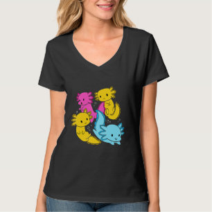 Bi Pansexual Pride Mexican Salamander Axolotl Pile T-Shirt