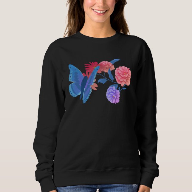 Bi Pride Butterfly Bisexual Flag Flower Sweatshirt (Front)