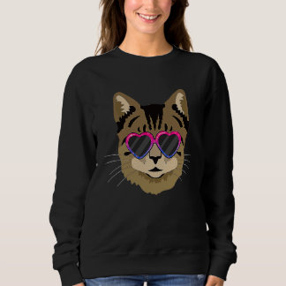 Bi Pride Cute Cat Kitten Sunglasses LGBTQ Bisexual Sweatshirt