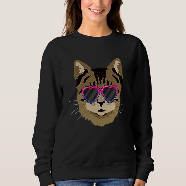 Bi Pride Cute Cat Kitten Sunglasses LGBTQ Bisexual Sweatshirt (Front)