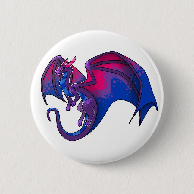 Bi Pride Dragon 6 Cm Round Badge (Front)