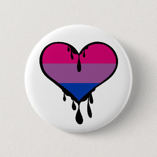 Bi Pride Dripping Heart 6 Cm Round Badge