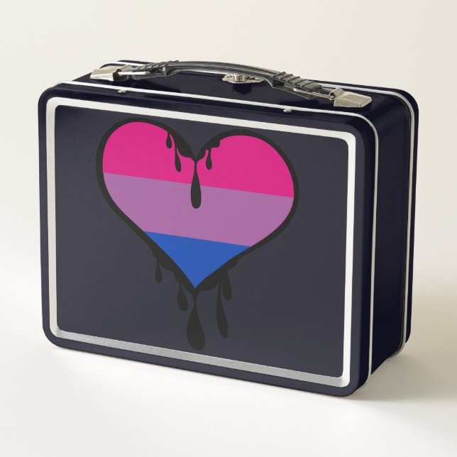 Bi Pride Dripping Heart Metal Lunch Box (Back)
