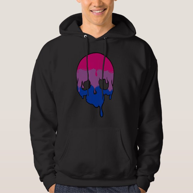 Bi Pride Dripping Skull Hoodie (Front)