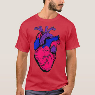 Bi Pride Flag LGB Party Retro Heart Gift  T-Shirt