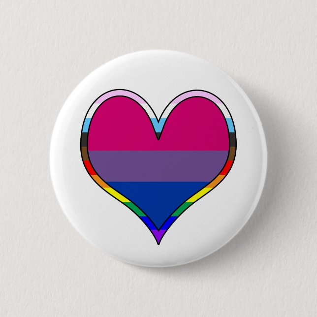 Bi Pride Heart 6 Cm Round Badge (Front)