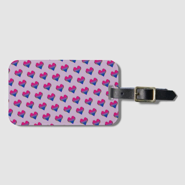 Bi Pride Heart Pattern Luggage Tag (Front Horizontal)