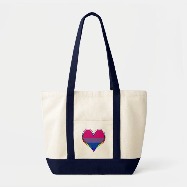 Bi Pride Heart Tote Bag (Front)