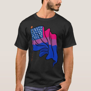 Bi Pride Month Us Flag Bisexual Flag Queer Lgbtq B T-Shirt