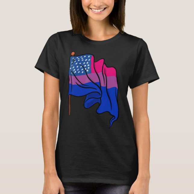Bi Pride Month Us Flag Bisexual Flag Queer Lgbtq B T-Shirt (Front)