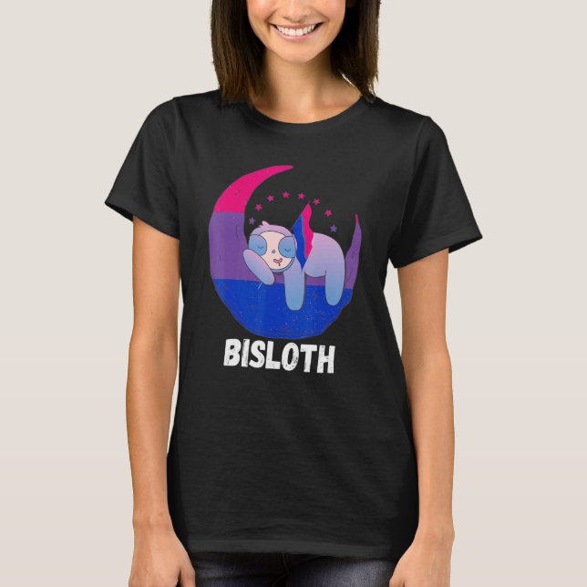 Bi Pride Sloth Moon Bisexual Flag LGBTQ Bisexual B T-Shirt (Front)