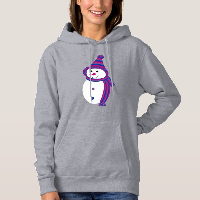 Bi Pride Snowman Snowperson pink purple blue Hoodie (Front)