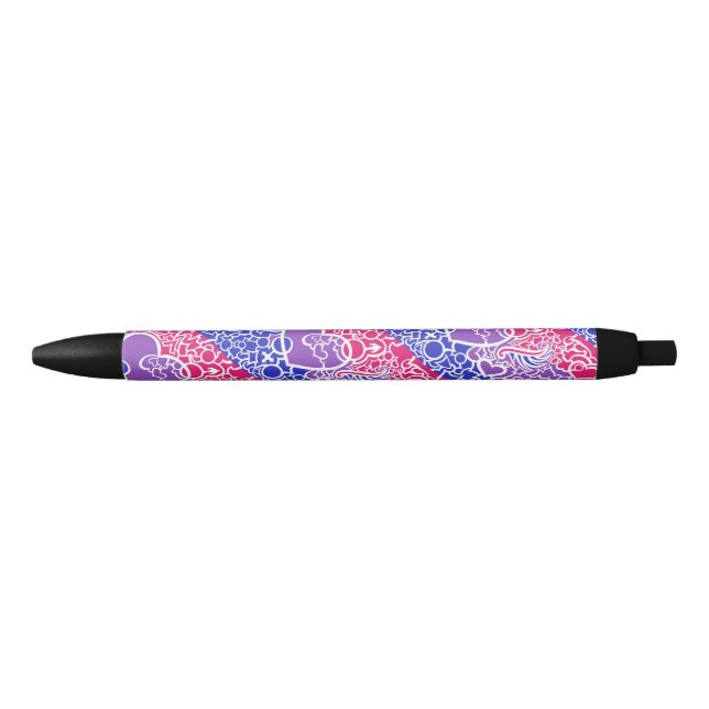 Bi Pride Squiggle Black Ink Pen (Front)