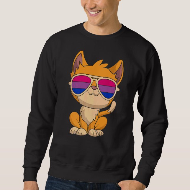 Bi Pride  Sunglasses Bisexuality Flag Cat Lgbt Bis Sweatshirt (Front)