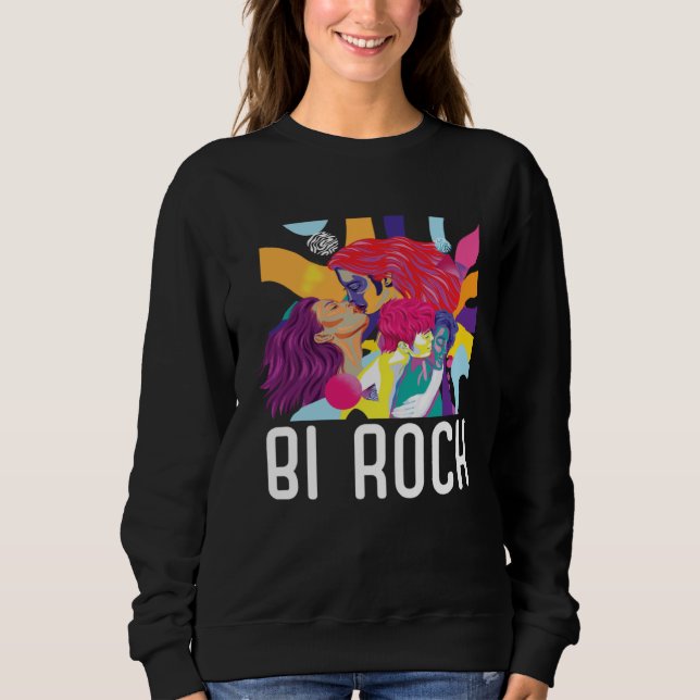 Bi Rock Bisexual Rainbow Pride March Bisexuality L Sweatshirt (Front)