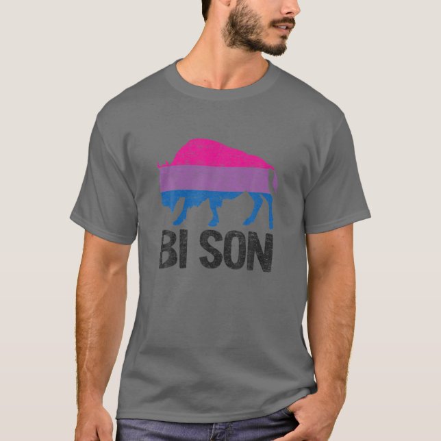 Bi Son Funny Bisexual Pride Pun Rainbow LGBT Flag T-Shirt (Front)