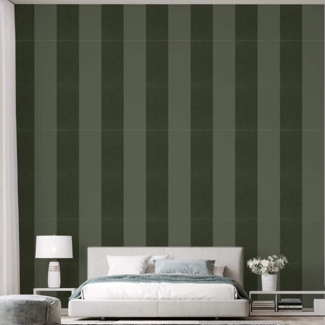 Bi-Tone Moss Green Peel & Stick Wallpaper (Custom) (Bedroom)
