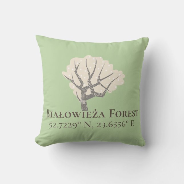 Białowieża Forest Latitude & Longitude  Cushion (Front)