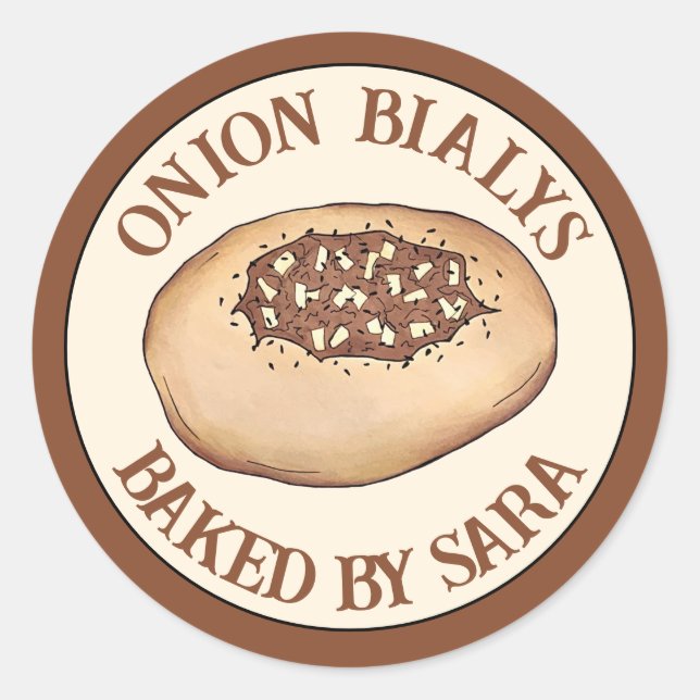 Bialy Jewish Bakery Baker Chef Baked By Homemade Classic Round Sticker (Front)