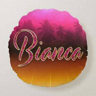 Bianca First Name Golden pink cushion