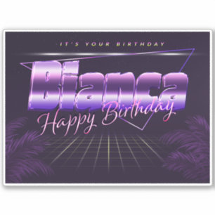 Bianca Name Vorname lila retro Sticker Geburtstag