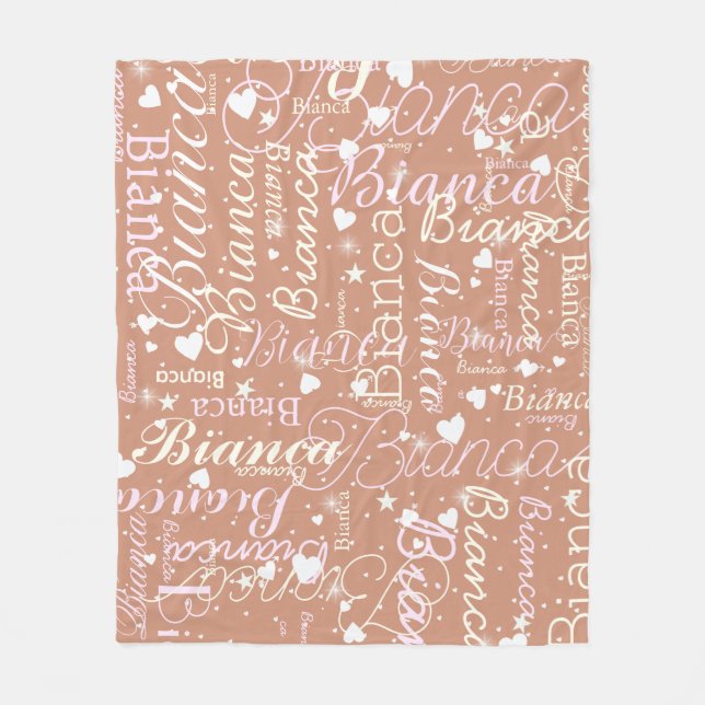 Bianca Personalised Name Pattern Boho Rosy  Fleece Blanket (Front)