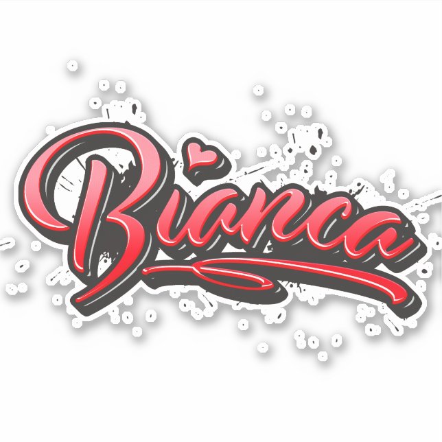 Bianca red Heart Graffiti Sticker (Front)