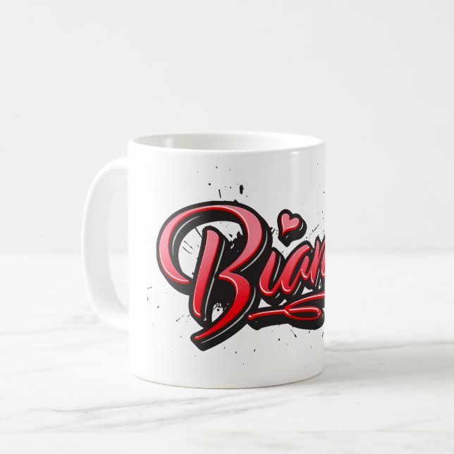 Bianca red Heart Graffiti Tasse Coffee Mug (Front Left)