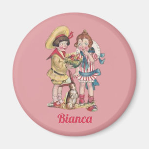 BIANCA ~ VINTAGE ~ Children Rabbit Eggs ~ Magnet