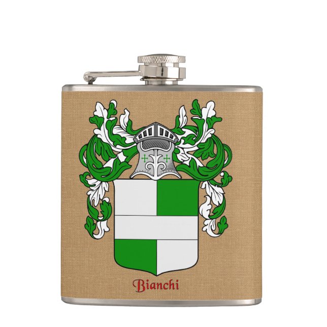 Bianchi Heraldic Shield with Mantle and Helm Hip Flask (Front)
