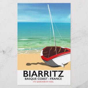 Biarritz France Beach travel poster Stationery
