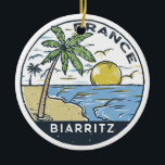 Biarritz France Vintage Ceramic Tree Decoration<br><div class="desc">Biarritz vector art design. Biarritz,  an elegant seaside town on southwestern France’s Basque coast.</div>