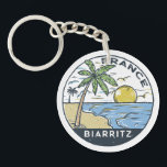 Biarritz France Vintage Key Ring<br><div class="desc">Biarritz vector art design. Biarritz,  an elegant seaside town on southwestern France’s Basque coast.</div>