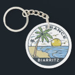 Biarritz France Vintage Key Ring<br><div class="desc">Biarritz vector art design. Biarritz,  an elegant seaside town on southwestern France’s Basque coast.</div>