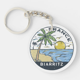 Biarritz France Vintage Key Ring
