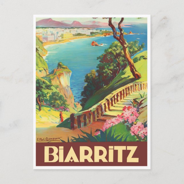 Biarritz France vintage travel Postcard (Front)