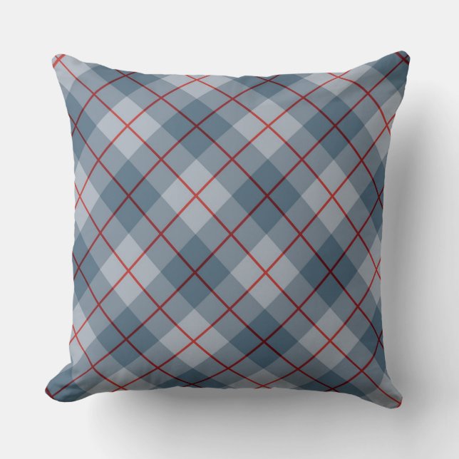 Bias Plaid Blue-Red Stripe Cushion (Front)